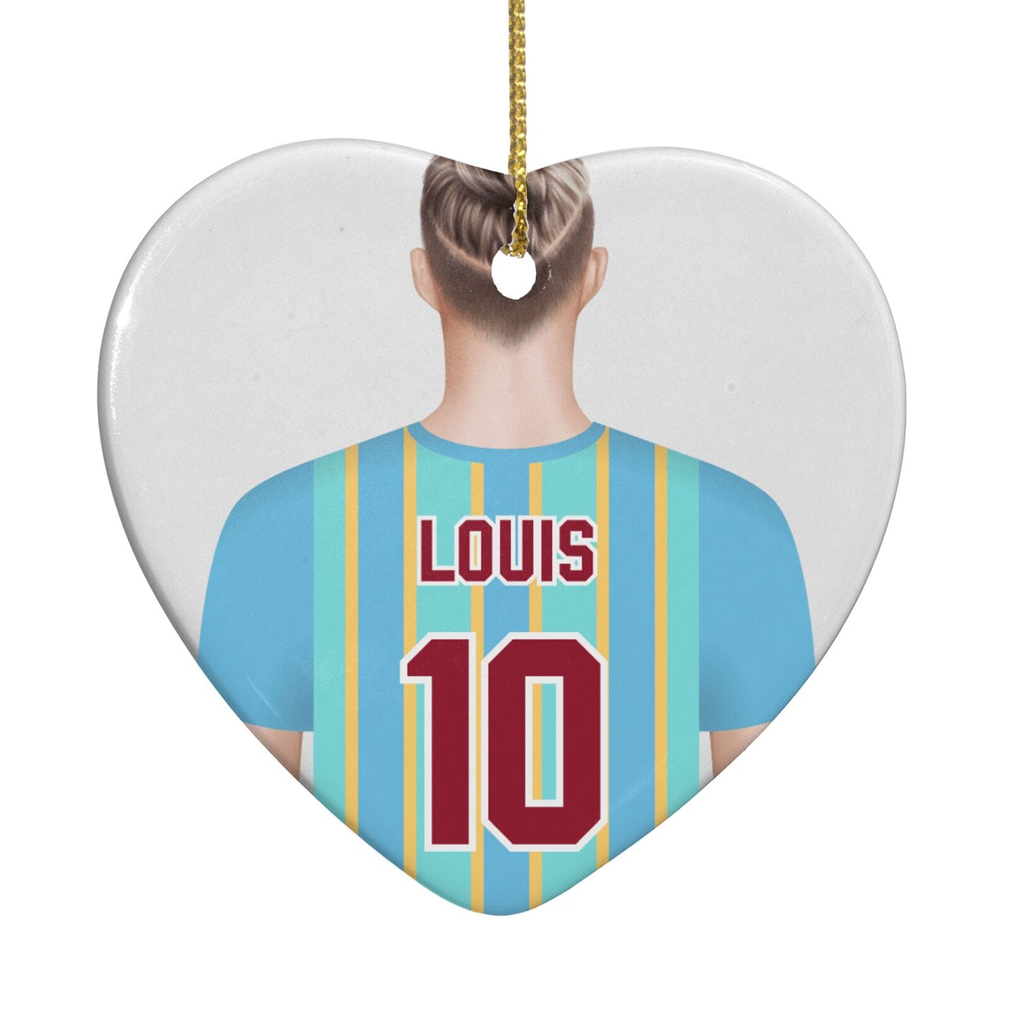 Personalised Football Shirt Heart Decoration Back Image