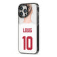 Personalised Football Shirt iPhone 13 Pro Max Black Impact Case Side Angle on Silver phone