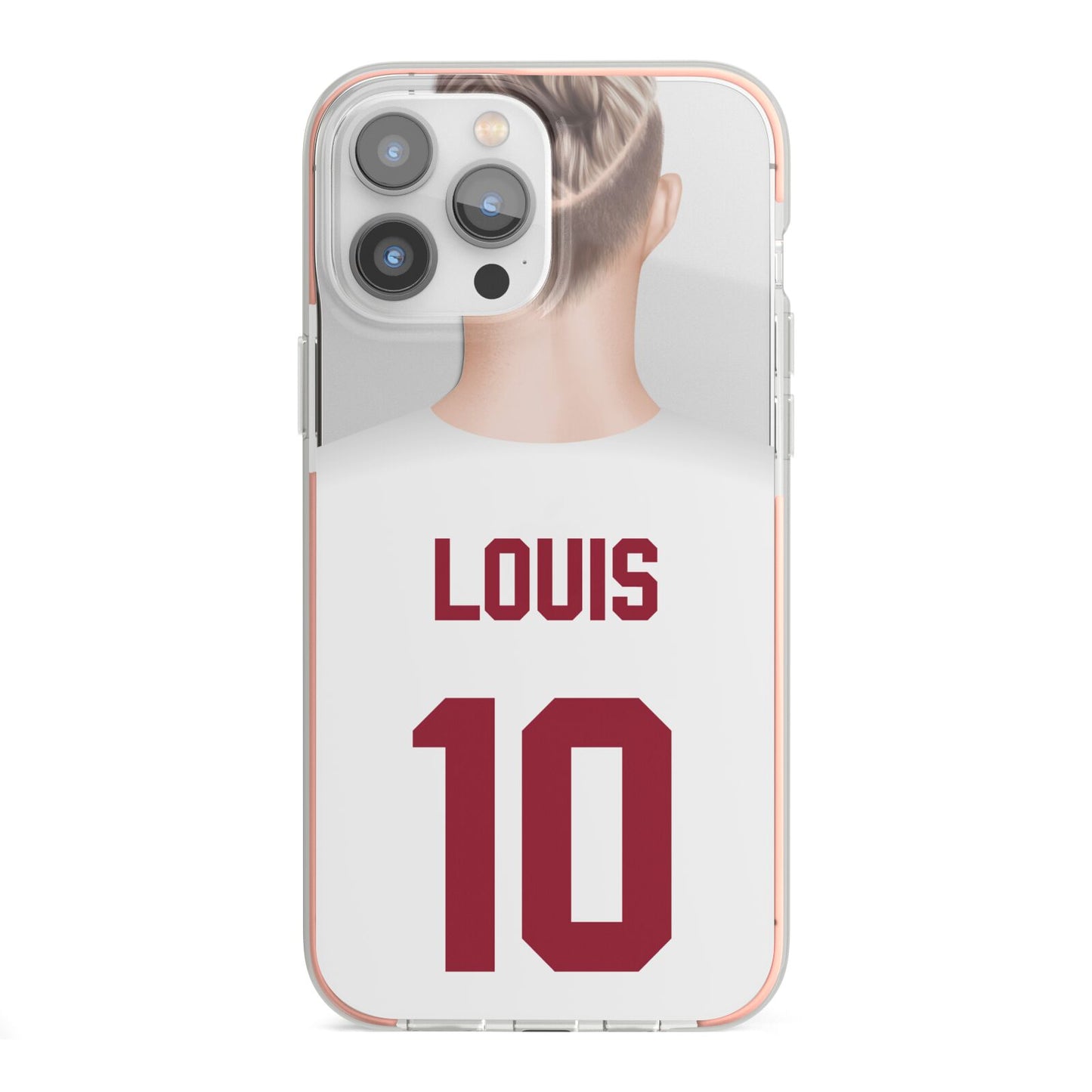 Personalised Football Shirt iPhone 13 Pro Max TPU Impact Case with Pink Edges
