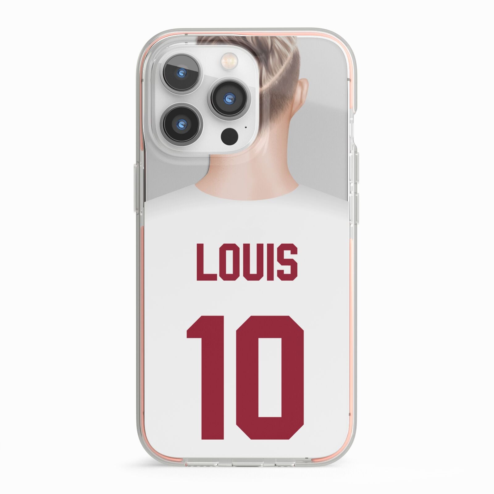 Personalised Football Shirt iPhone 13 Pro TPU Impact Case with Pink Edges