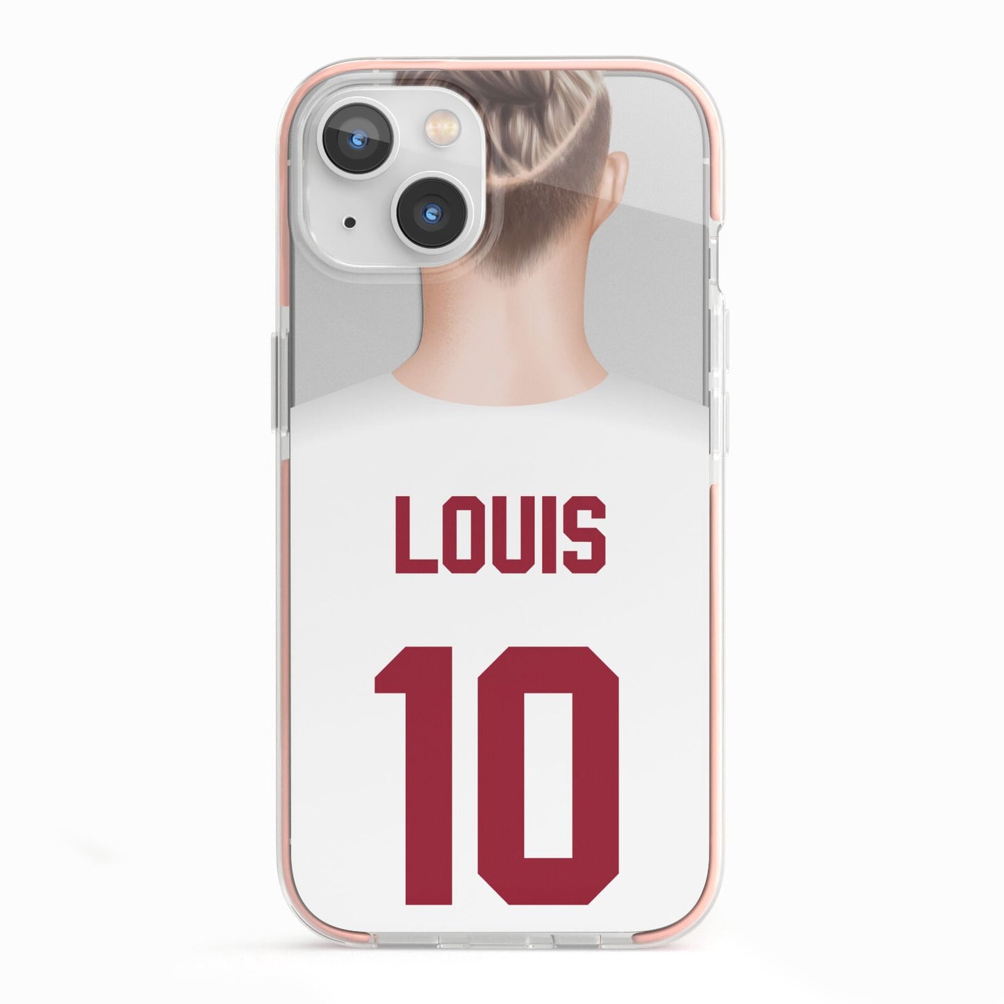 Personalised Football Shirt iPhone 13 TPU Impact Case with Pink Edges