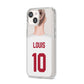 Personalised Football Shirt iPhone 14 Clear Tough Case Starlight Angled Image