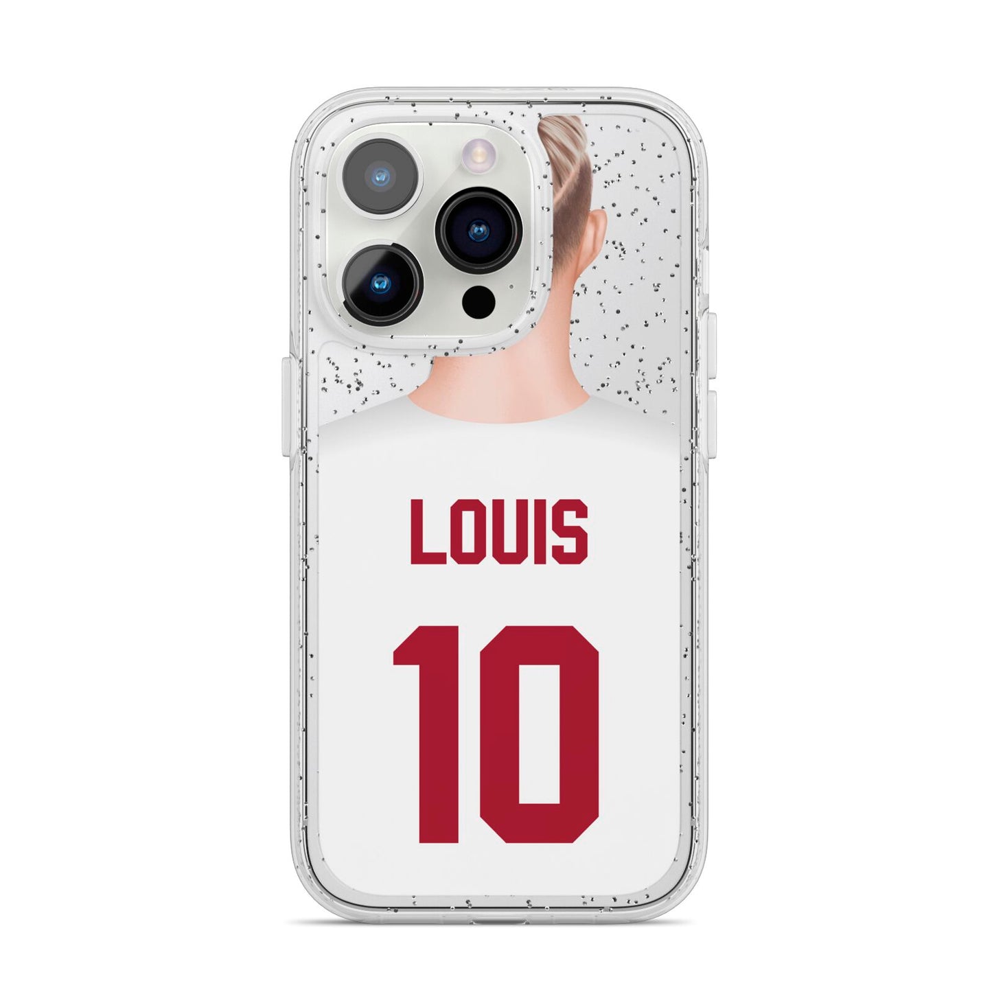Personalised Football Shirt iPhone 14 Pro Glitter Tough Case Silver