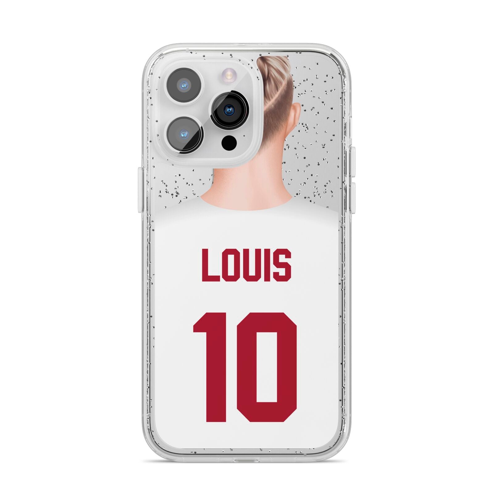 Personalised Football Shirt iPhone 14 Pro Max Glitter Tough Case Silver