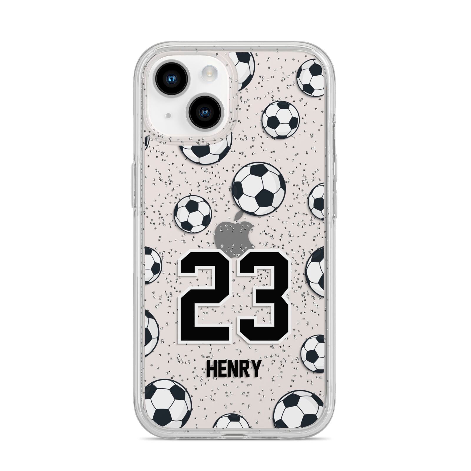 Personalised Football iPhone 14 Glitter Tough Case Starlight