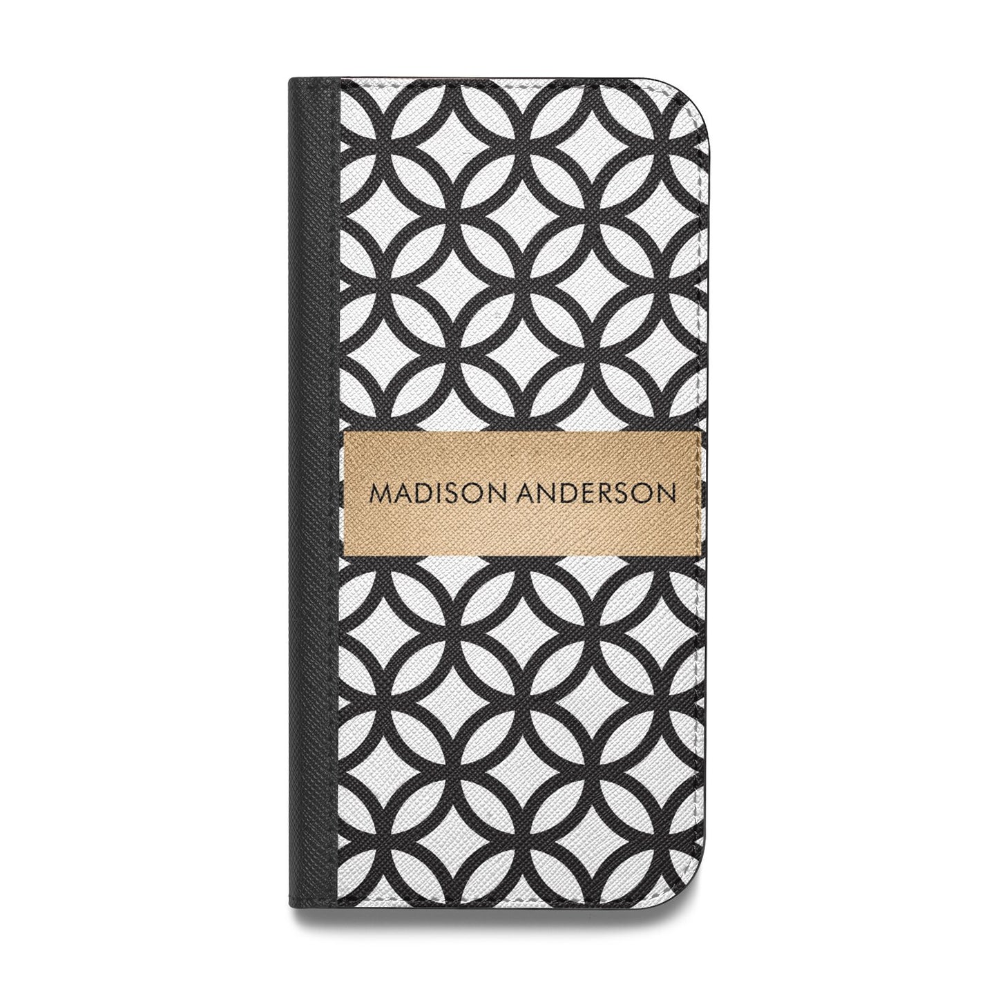Personalised Geometric Name Or Initials Custom Vegan Leather Flip iPhone Case