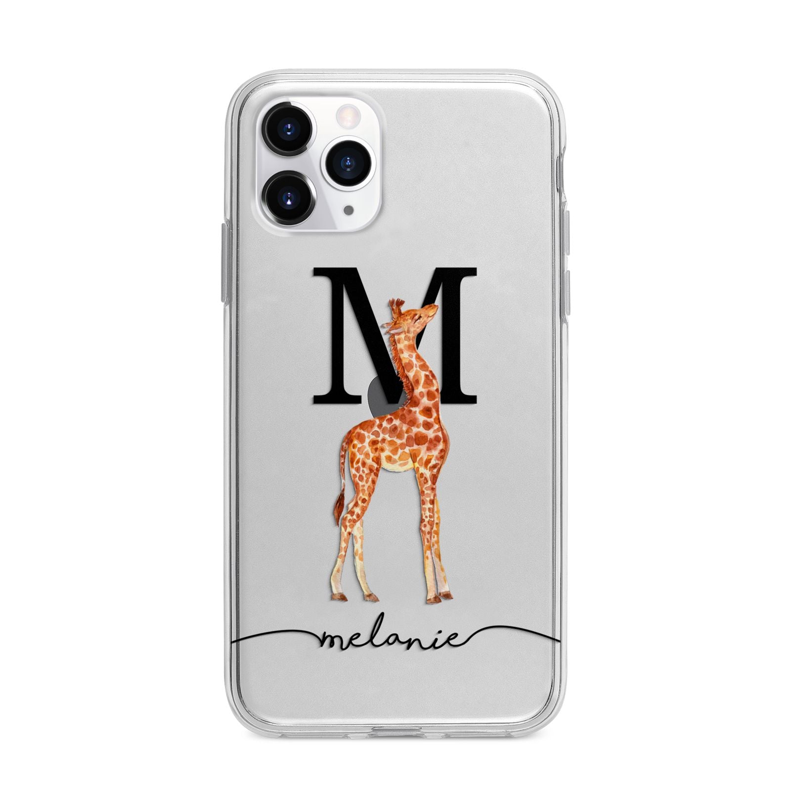Personalised Giraffe Initial Apple iPhone 11 Pro in Silver with Bumper Case