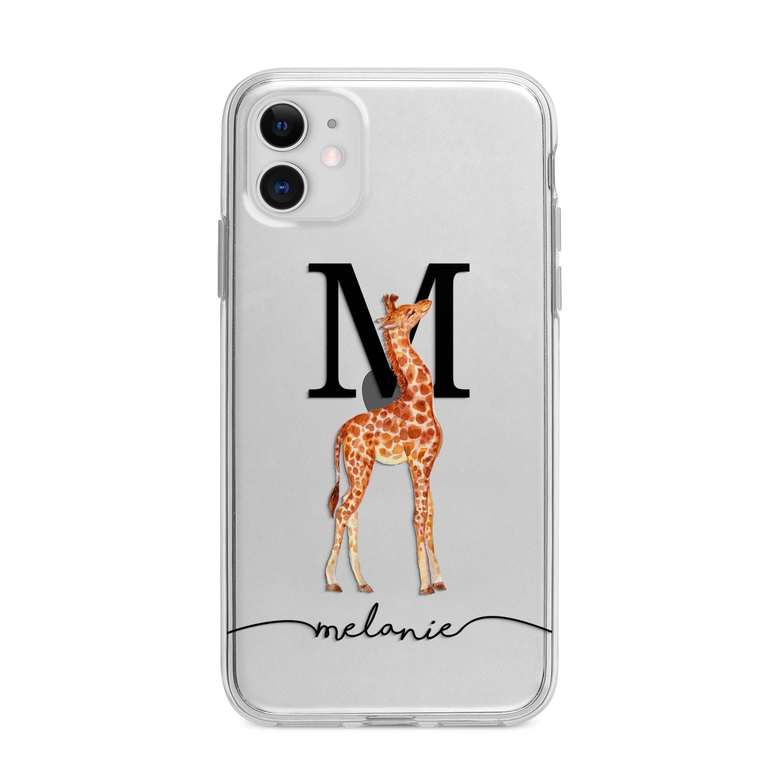 Personalised Giraffe Initial Apple iPhone 11 in White with Bumper Case
