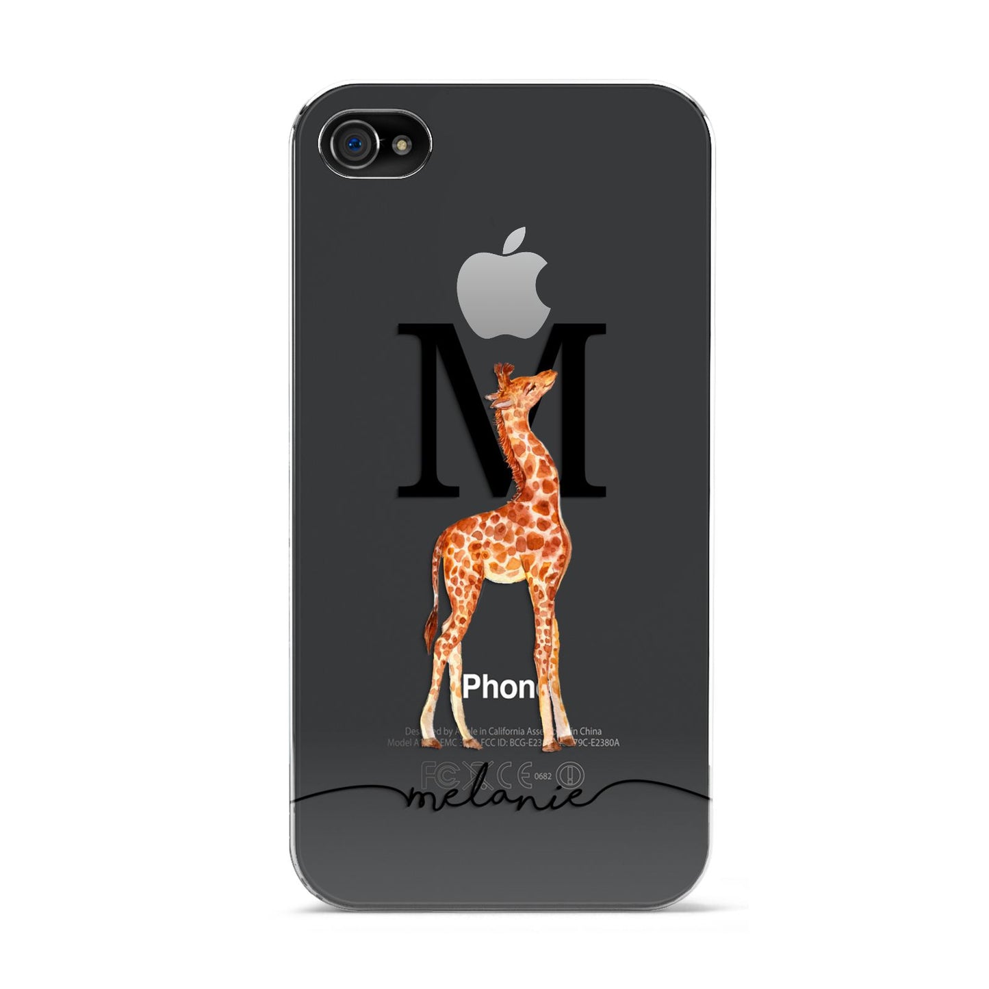 Personalised Giraffe Initial Apple iPhone 4s Case