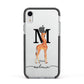 Personalised Giraffe Initial Apple iPhone XR Impact Case Black Edge on Silver Phone
