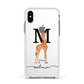 Personalised Giraffe Initial Apple iPhone Xs Impact Case White Edge on Silver Phone