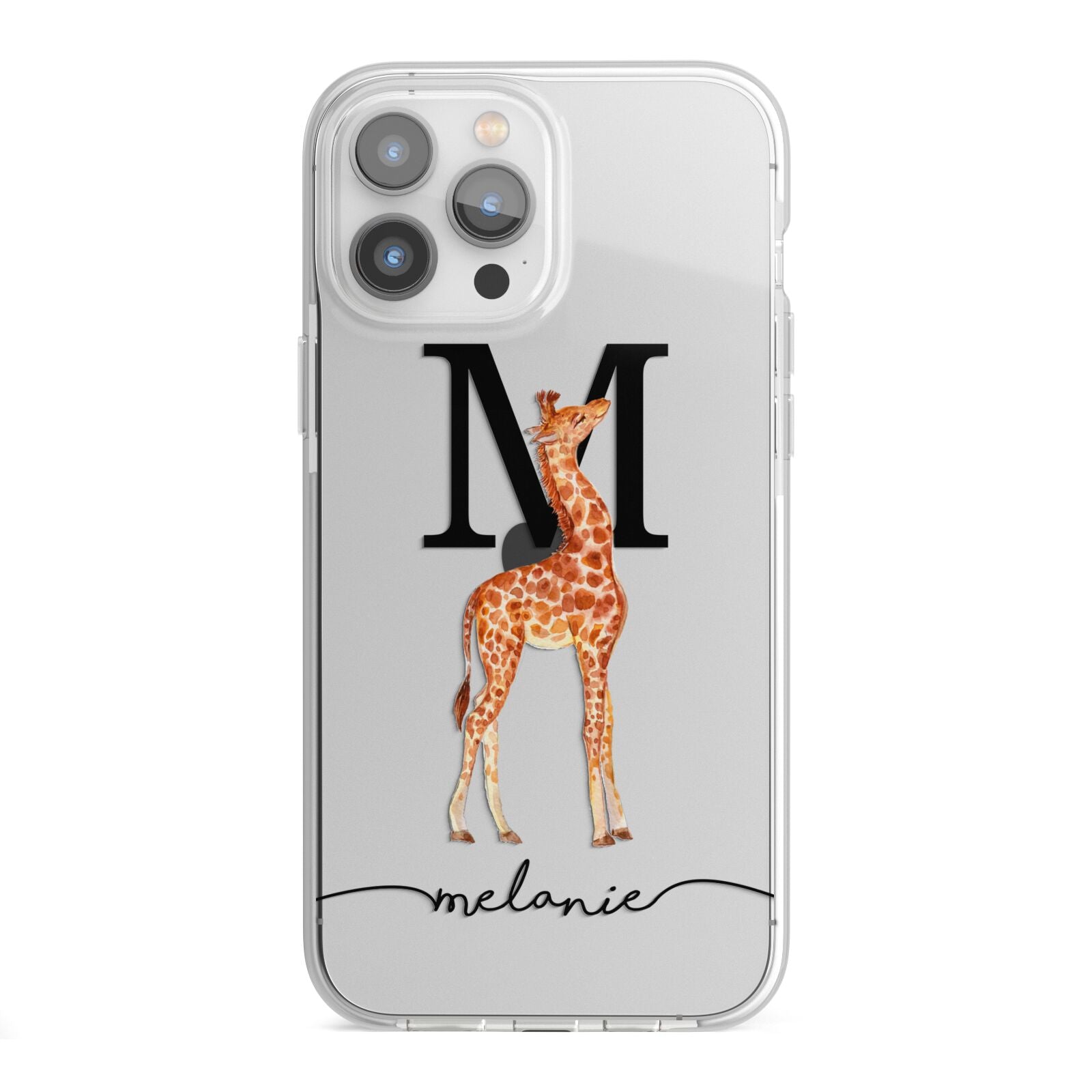 Personalised Giraffe Initial iPhone 13 Pro Max TPU Impact Case with White Edges