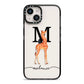 Personalised Giraffe Initial iPhone 14 Black Impact Case on Silver phone