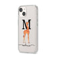 Personalised Giraffe Initial iPhone 14 Clear Tough Case Starlight Angled Image