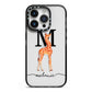 Personalised Giraffe Initial iPhone 14 Pro Black Impact Case on Silver phone