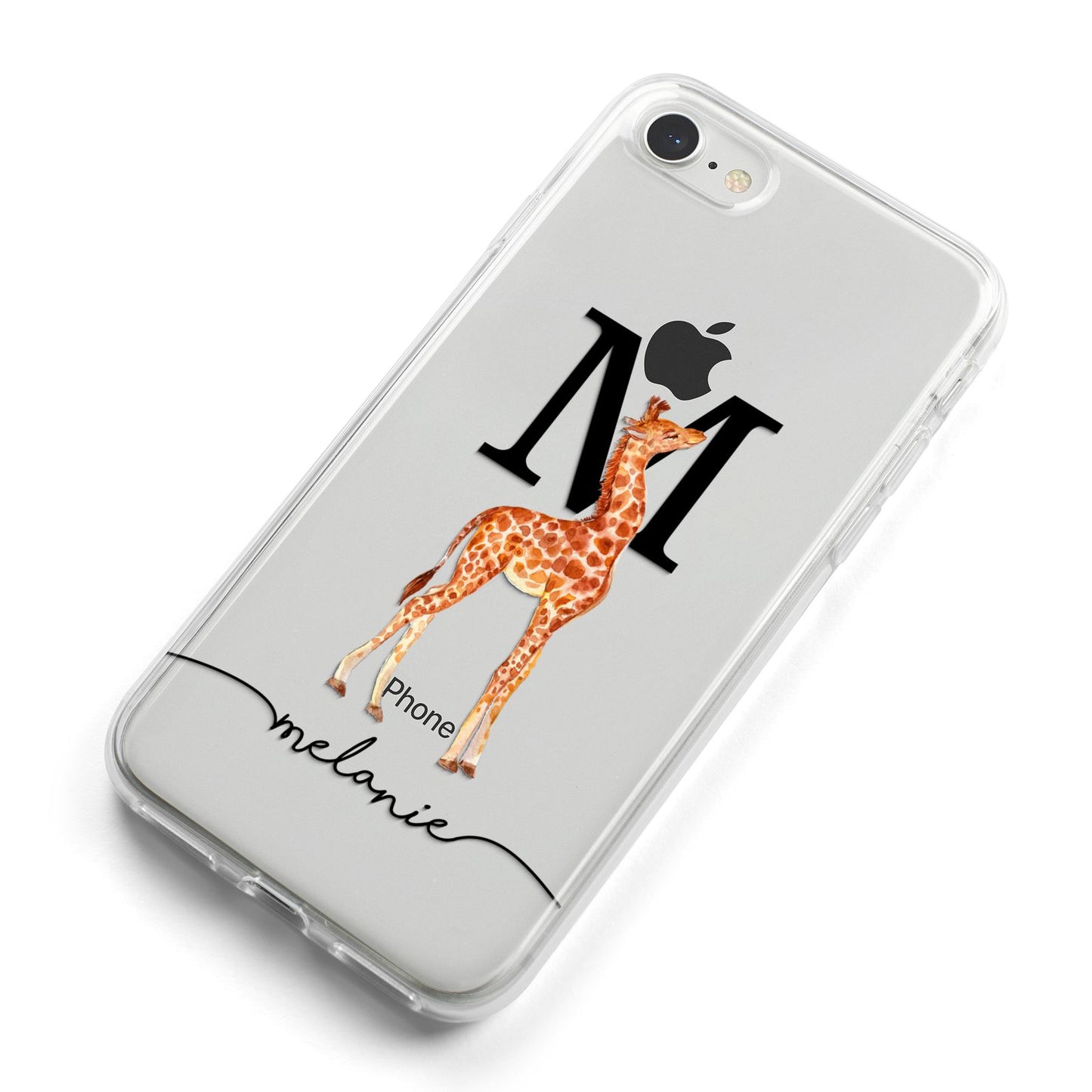 Personalised Giraffe Initial iPhone 8 Bumper Case on Silver iPhone Alternative Image