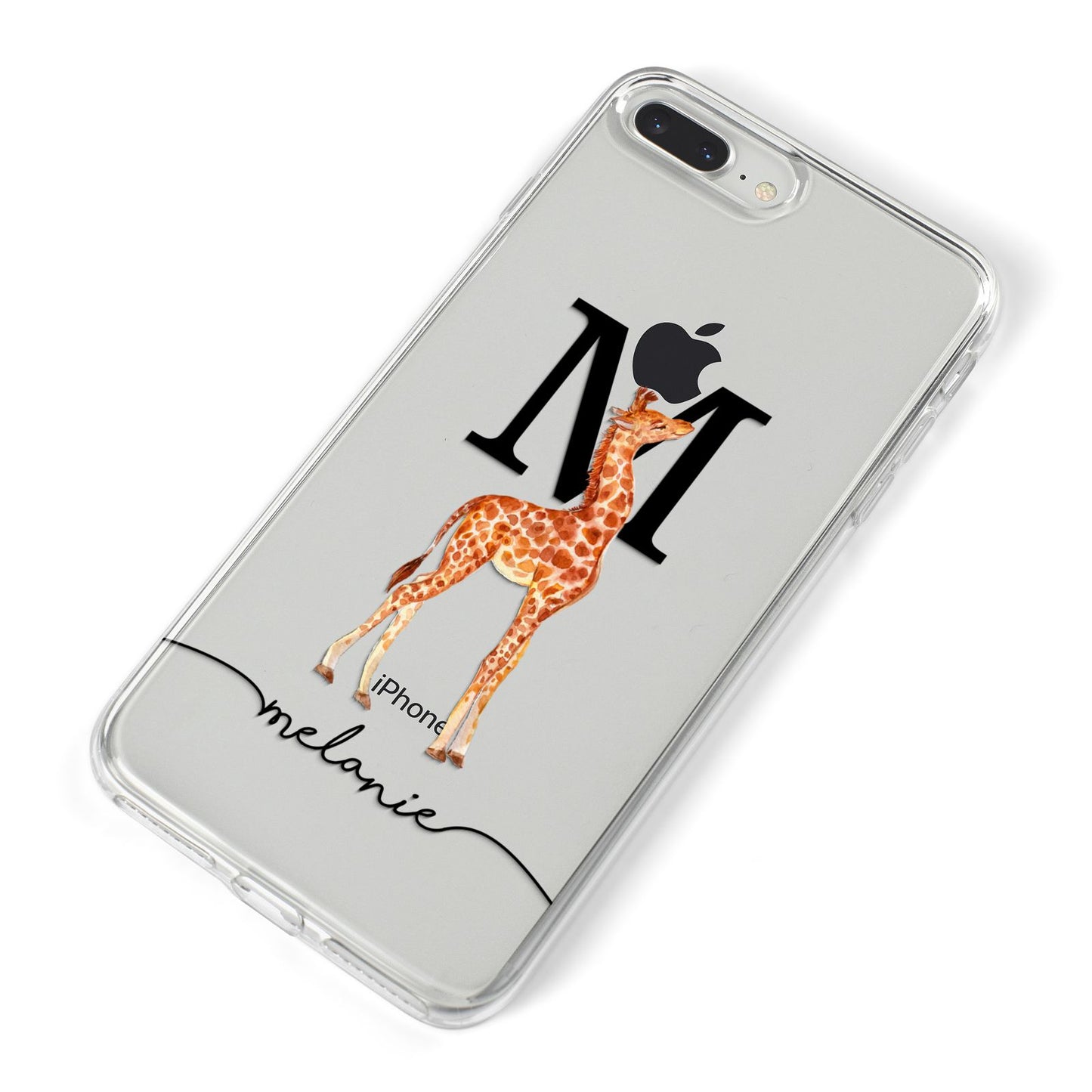 Personalised Giraffe Initial iPhone 8 Plus Bumper Case on Silver iPhone Alternative Image