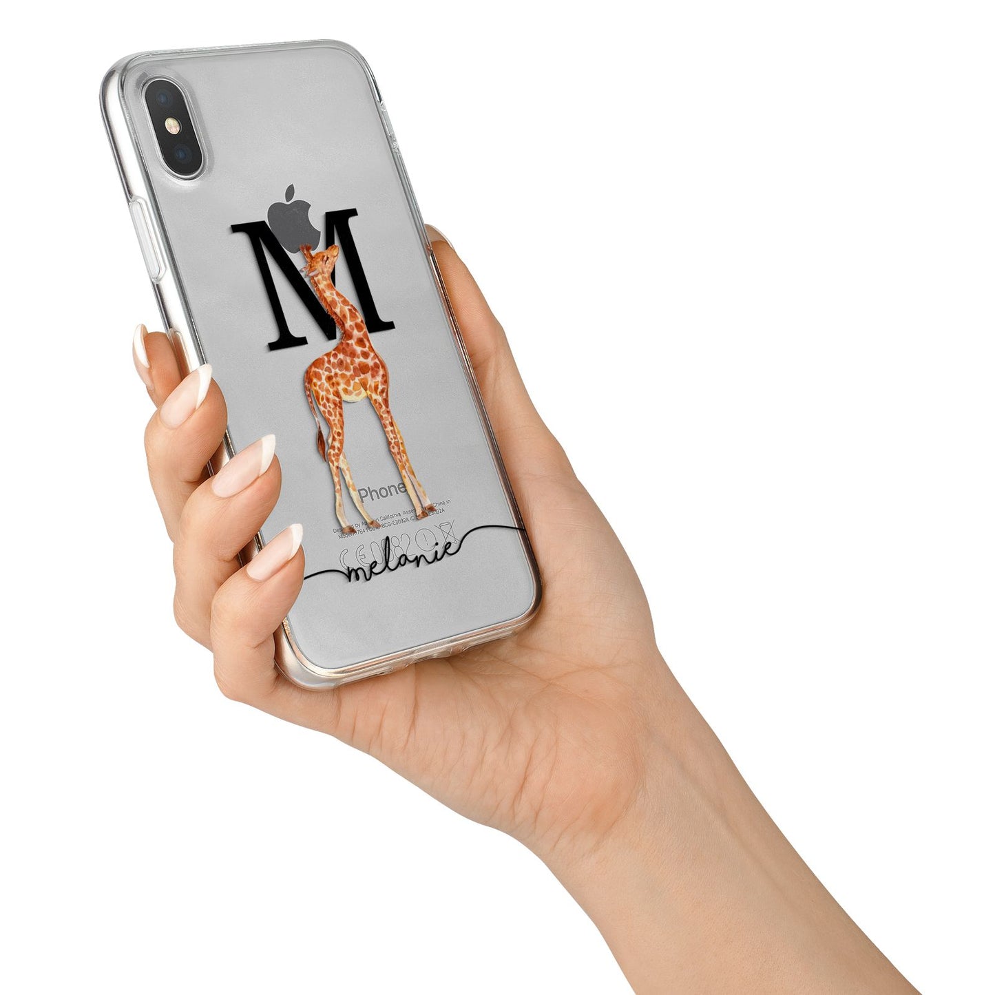 Personalised Giraffe Initial iPhone X Bumper Case on Silver iPhone Alternative Image 2