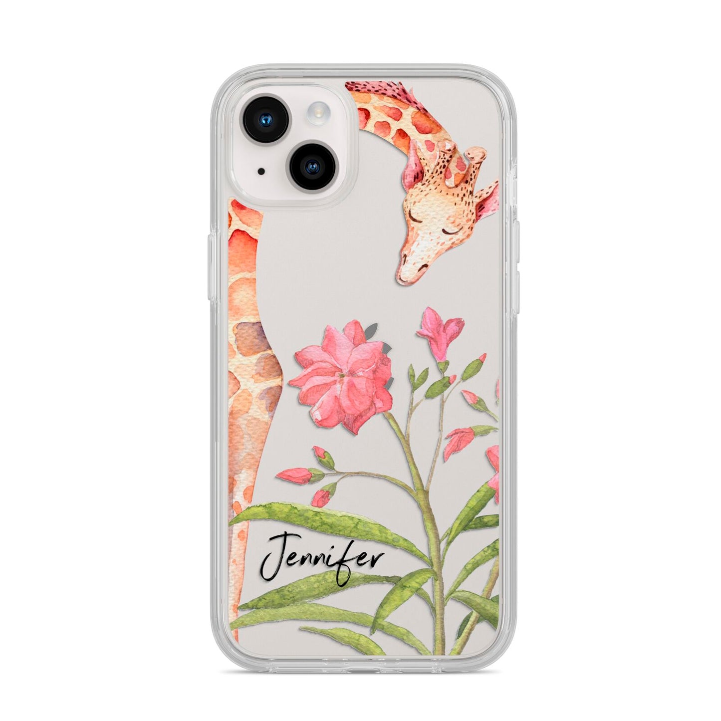 Personalised Giraffe iPhone 14 Plus Clear Tough Case Starlight