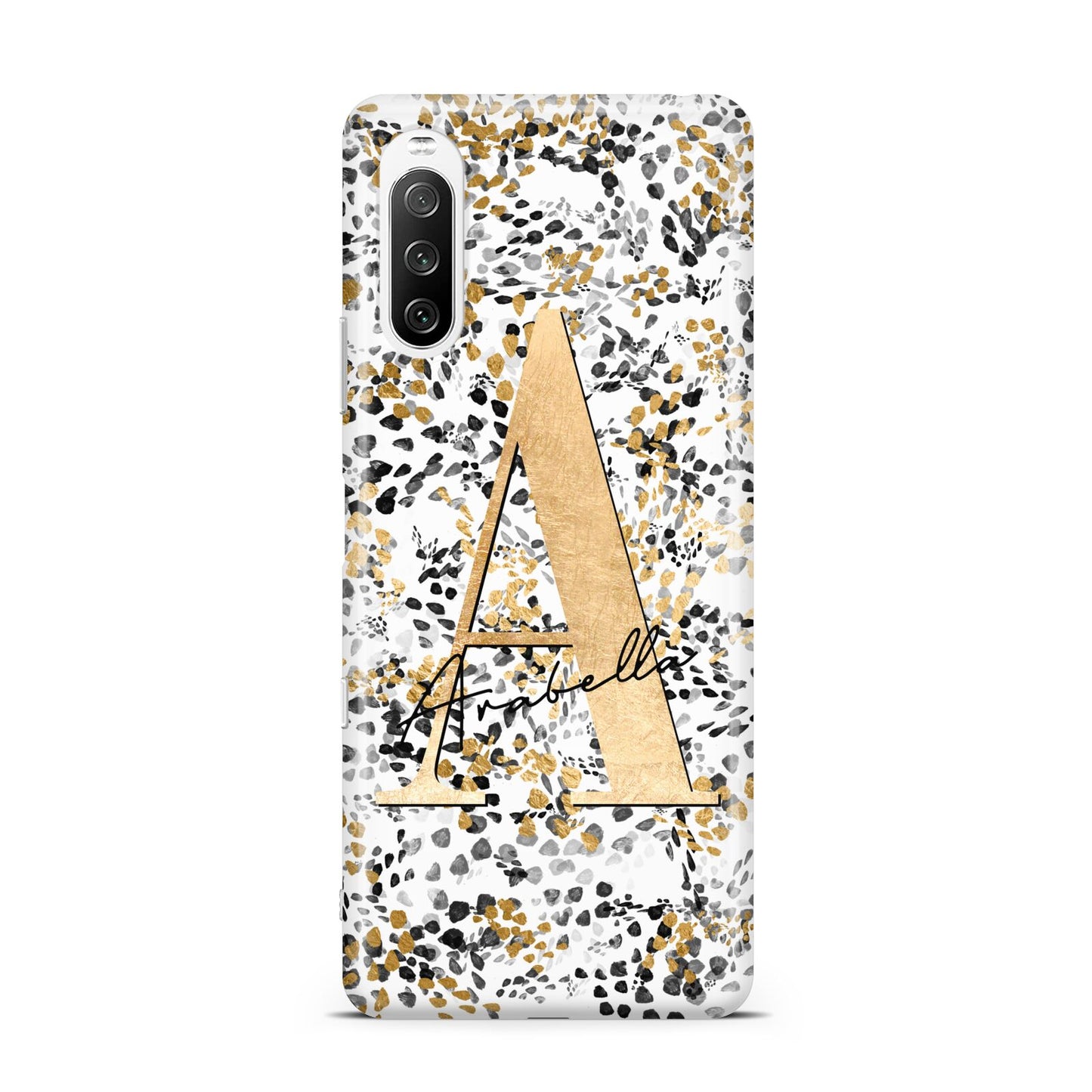 Personalised Gold Black Cheetah Sony Xperia 10 III Case