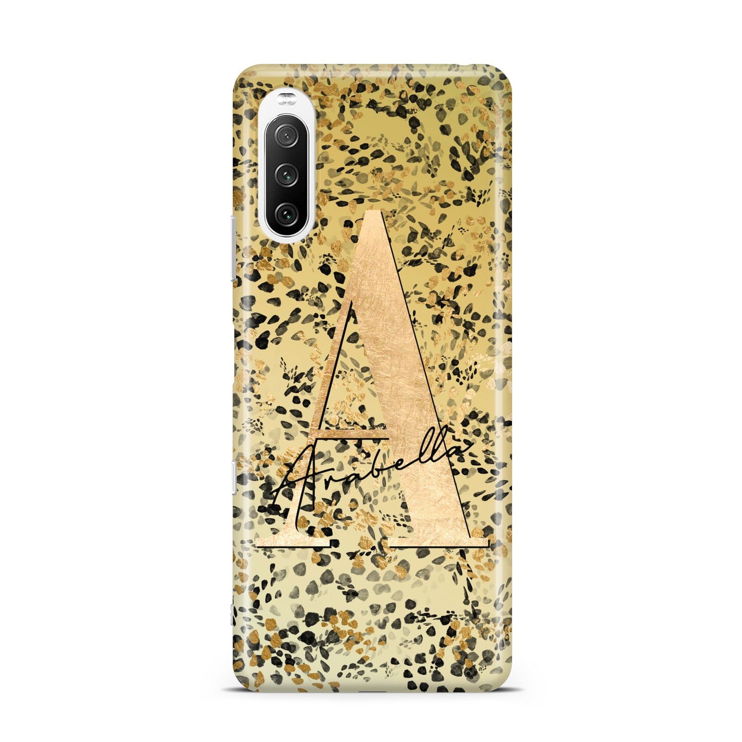 Personalised Gold Black Cheetah Sony Xperia 10 III Case