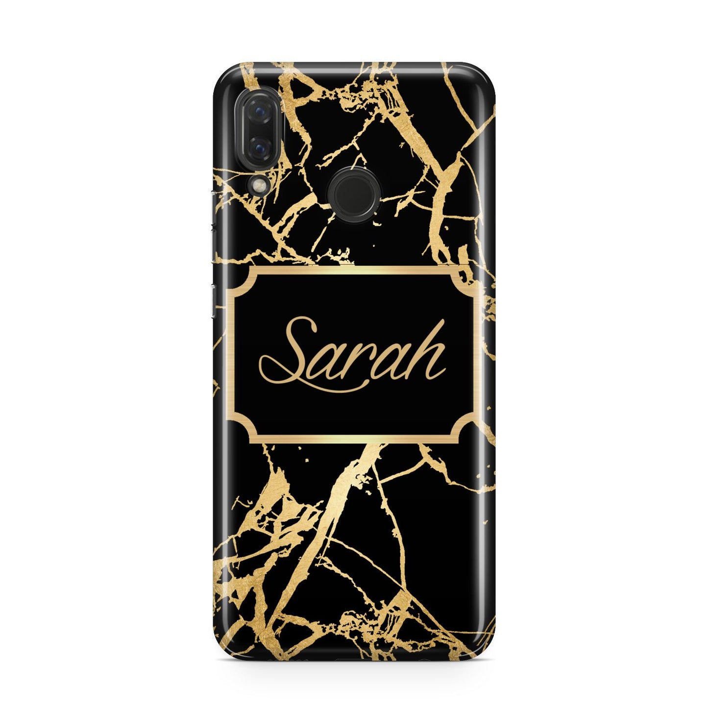 Personalised Gold Black Marble Name Huawei Nova 3 Phone Case