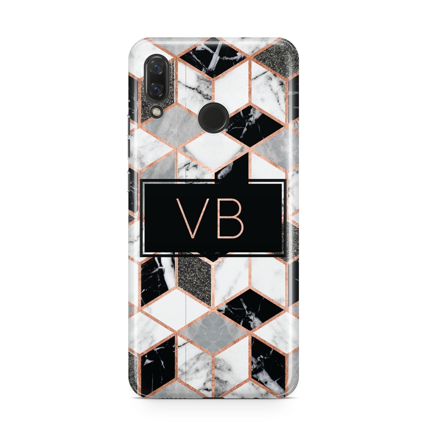 Personalised Gold Leaf Initials Marble Huawei Nova 3 Phone Case