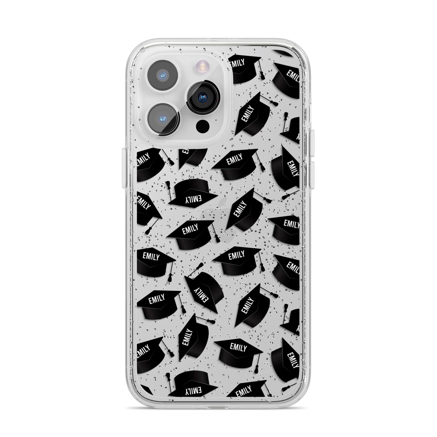 Personalised Graduation iPhone 14 Pro Max Glitter Tough Case Silver