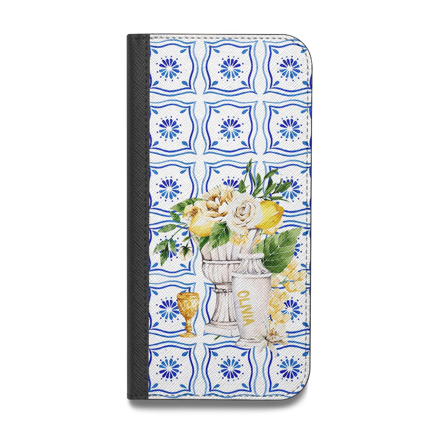 Personalised Greek Tiles Vegan Leather Flip Samsung Case