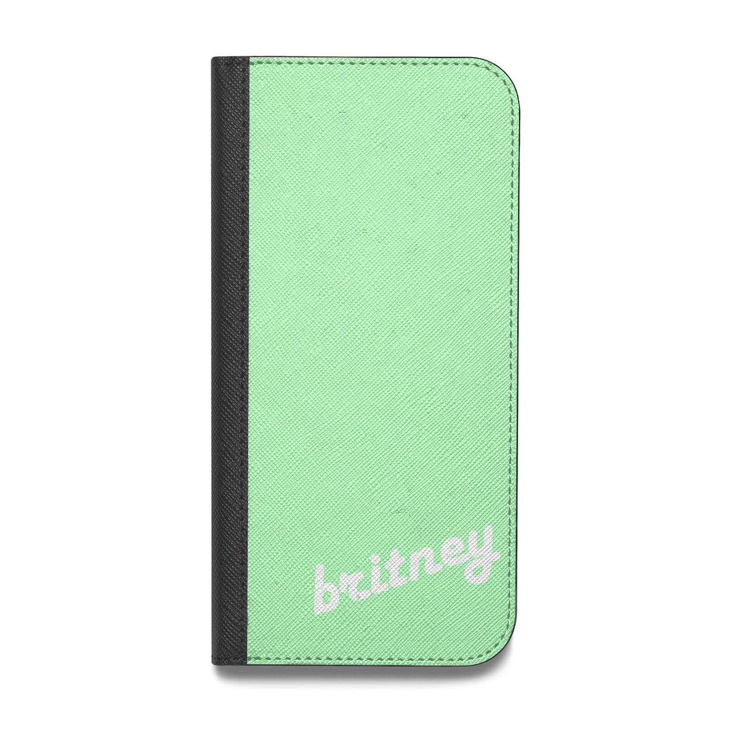 Personalised Green Name Vegan Leather Flip Samsung Case