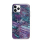 Personalised Green Purple Marble Name Apple iPhone 11 Pro in Silver with Bumper Case