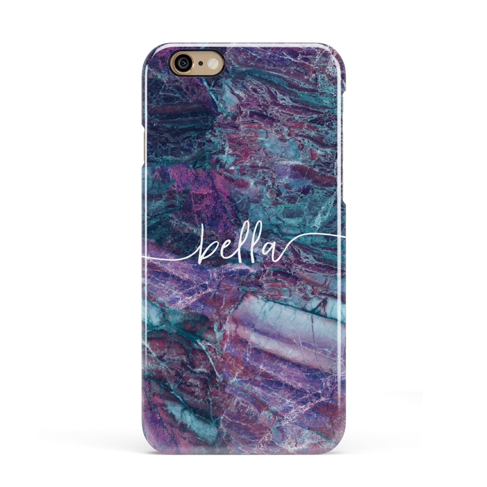 Personalised Green Purple Marble Name Apple iPhone 6 3D Snap Case