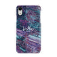 Personalised Green Purple Marble Name Apple iPhone XR White 3D Snap Case