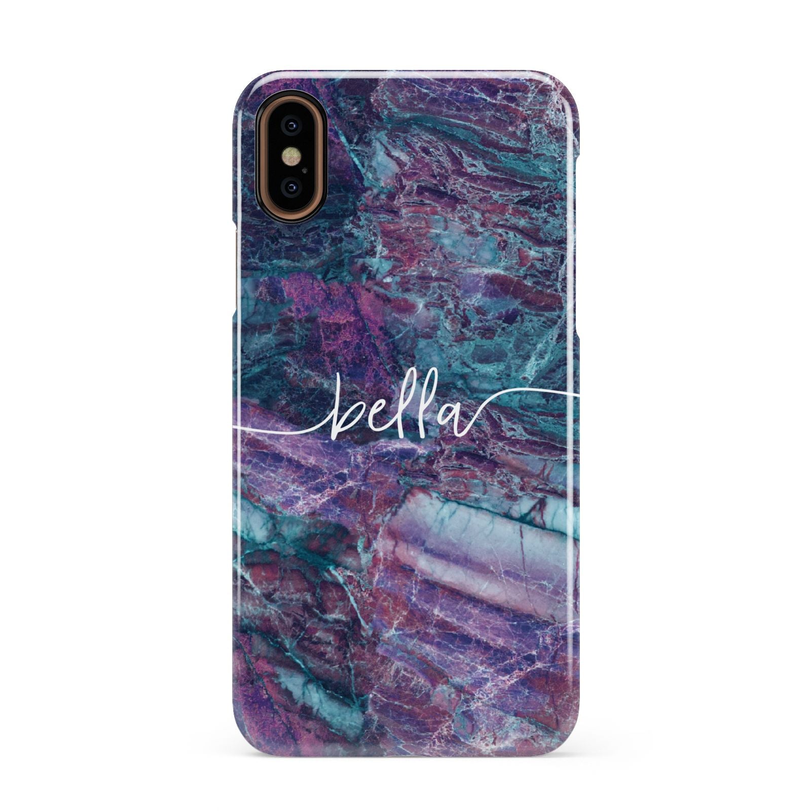 Personalised Green Purple Marble Name Apple iPhone XS 3D Snap Case