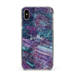 Personalised Green Purple Marble Name Apple iPhone Xs Max Impact Case Black Edge on Gold Phone