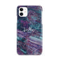 Personalised Green Purple Marble Name iPhone 11 3D Snap Case