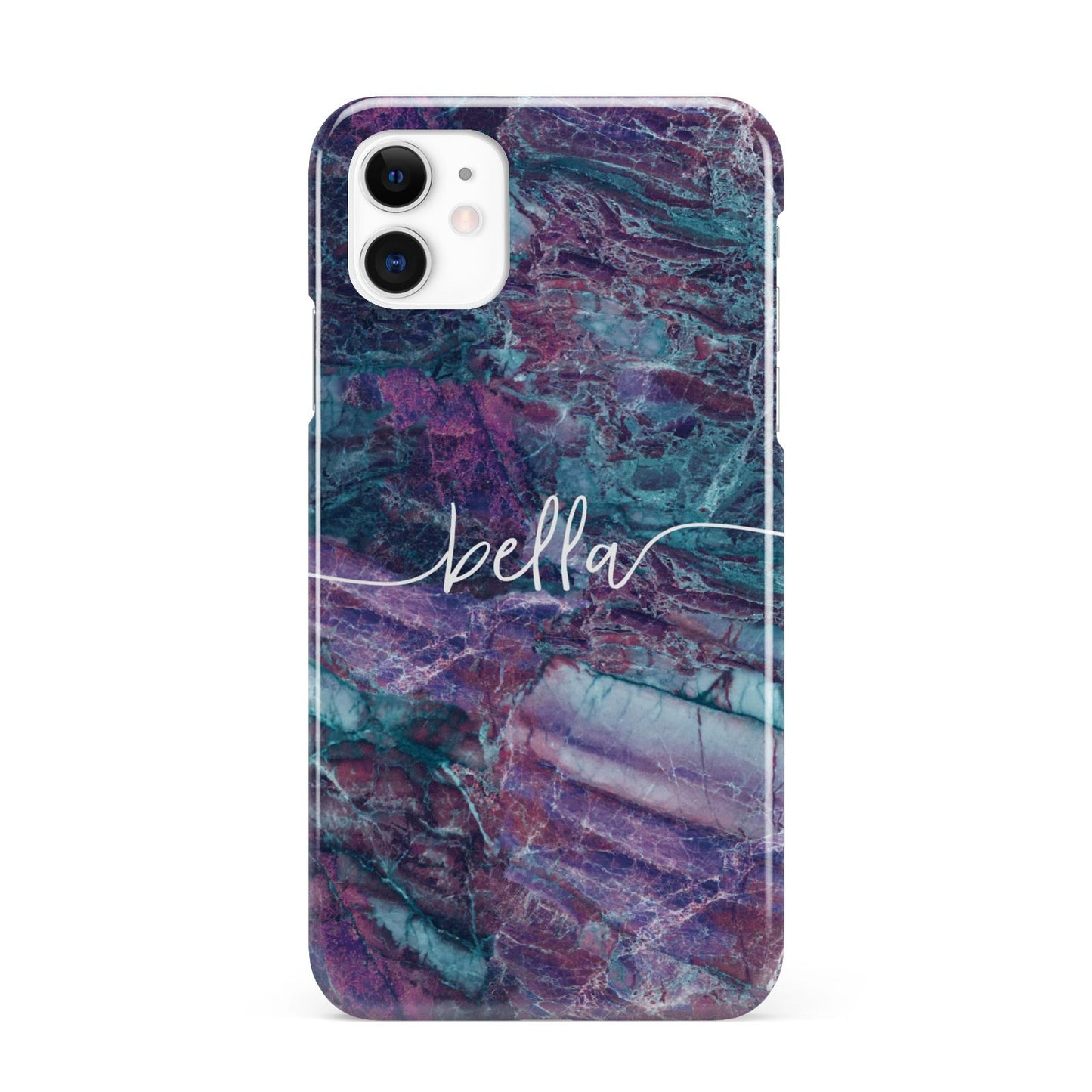 Personalised Green Purple Marble Name iPhone 11 3D Snap Case