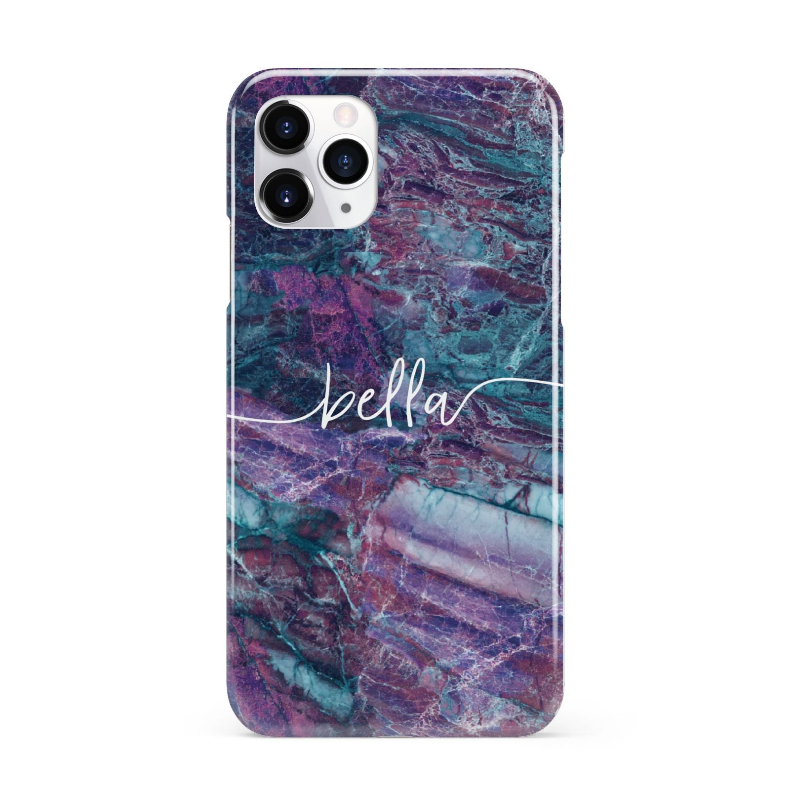Personalised Green Purple Marble Name iPhone 11 Pro 3D Snap Case