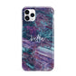 Personalised Green Purple Marble Name iPhone 11 Pro Max 3D Tough Case