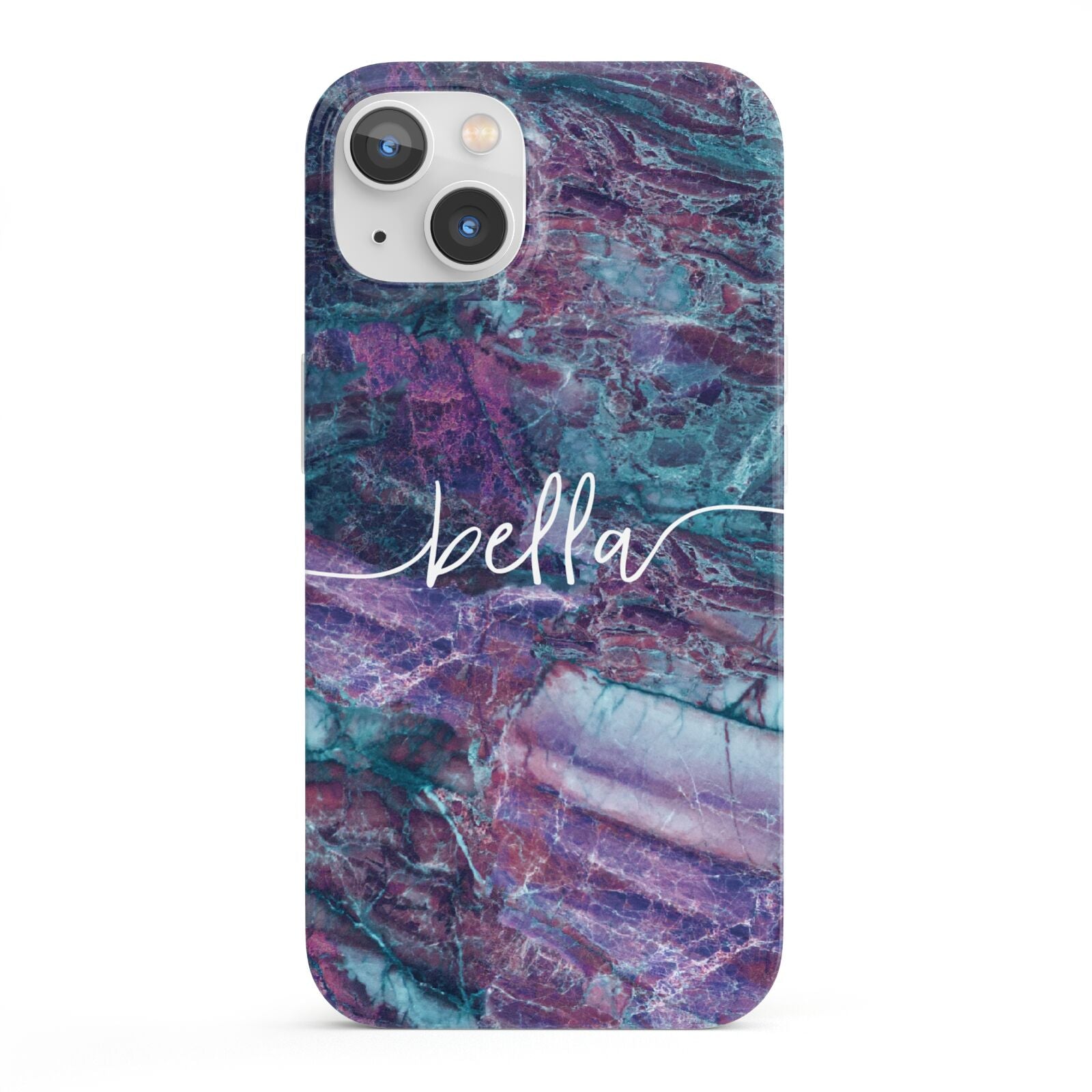 Personalised Green Purple Marble Name iPhone 13 Full Wrap 3D Snap Case