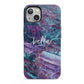 Personalised Green Purple Marble Name iPhone 13 Full Wrap 3D Tough Case