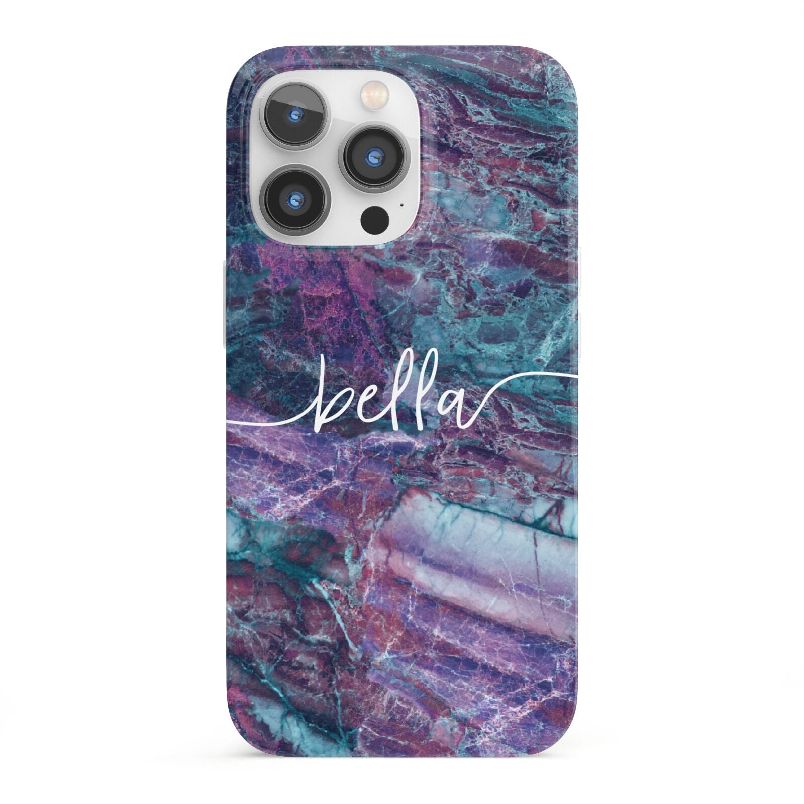 Personalised Green Purple Marble Name iPhone 13 Pro Full Wrap 3D Snap Case