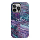 Personalised Green Purple Marble Name iPhone 13 Pro Full Wrap 3D Tough Case