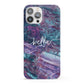 Personalised Green Purple Marble Name iPhone 13 Pro Max Full Wrap 3D Snap Case