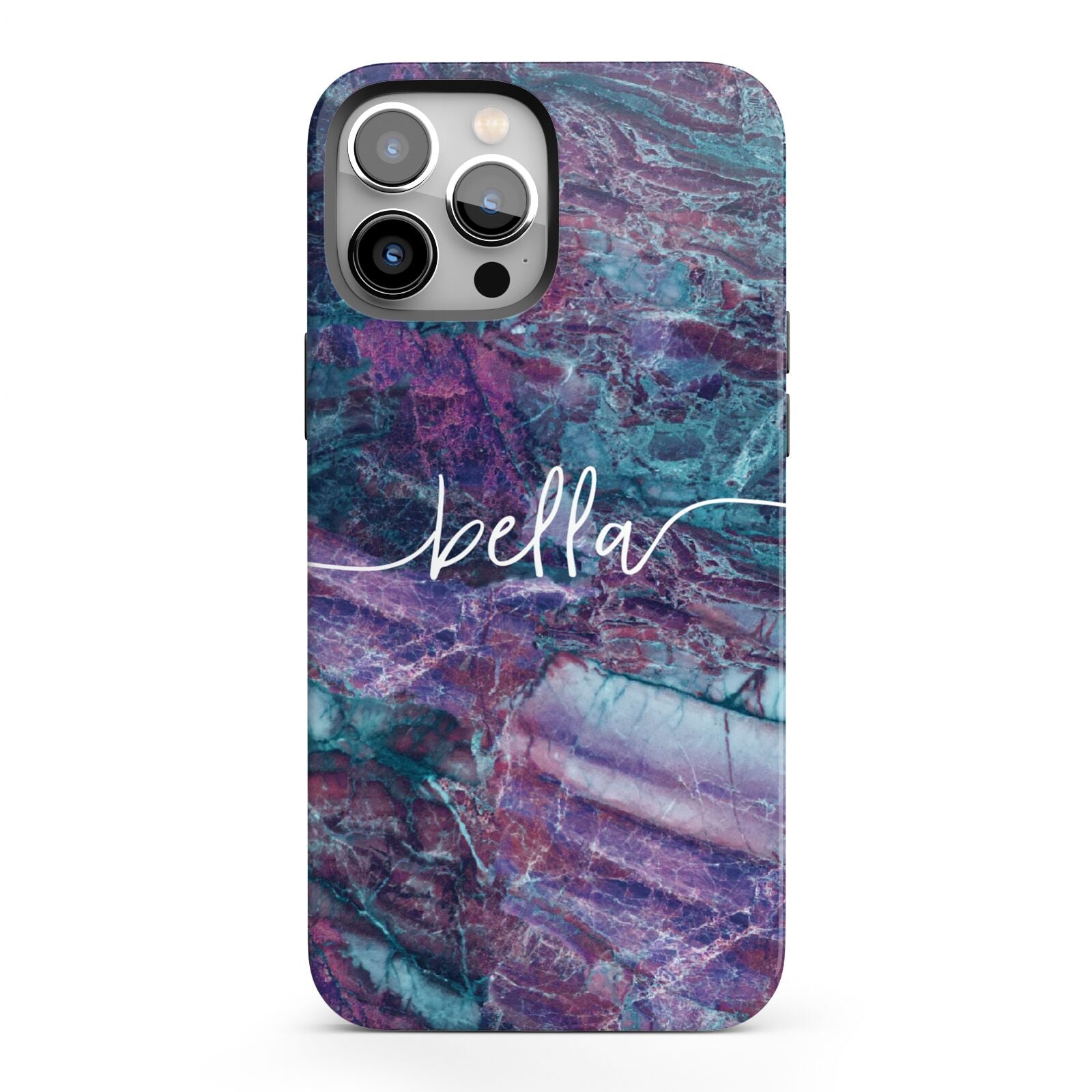 Personalised Green Purple Marble Name iPhone 13 Pro Max Full Wrap 3D Tough Case