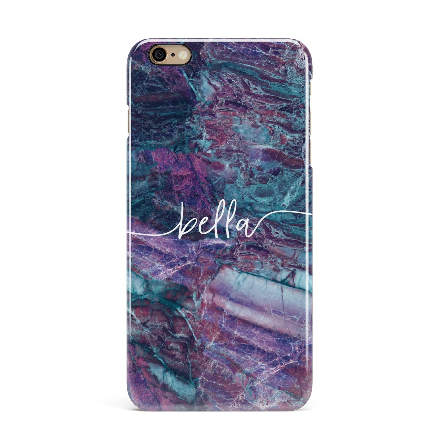 Personalised Green Purple Marble Name iPhone 6 Plus 3D Snap Case on Gold Phone