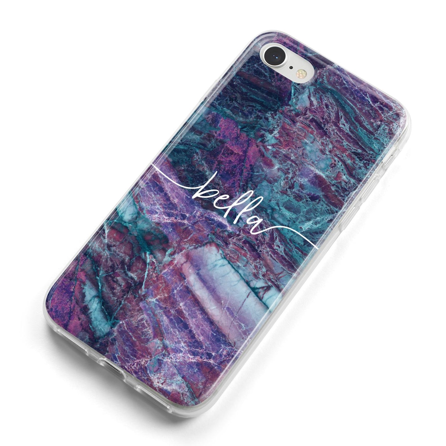 Personalised Green Purple Marble Name iPhone 8 Bumper Case on Silver iPhone Alternative Image
