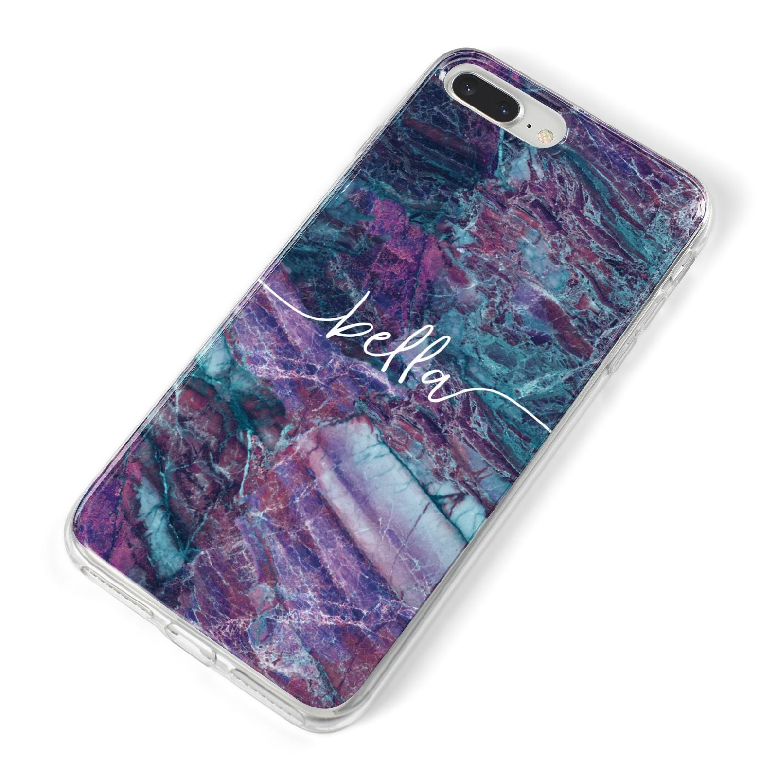 Personalised Green Purple Marble Name iPhone 8 Plus Bumper Case on Silver iPhone Alternative Image