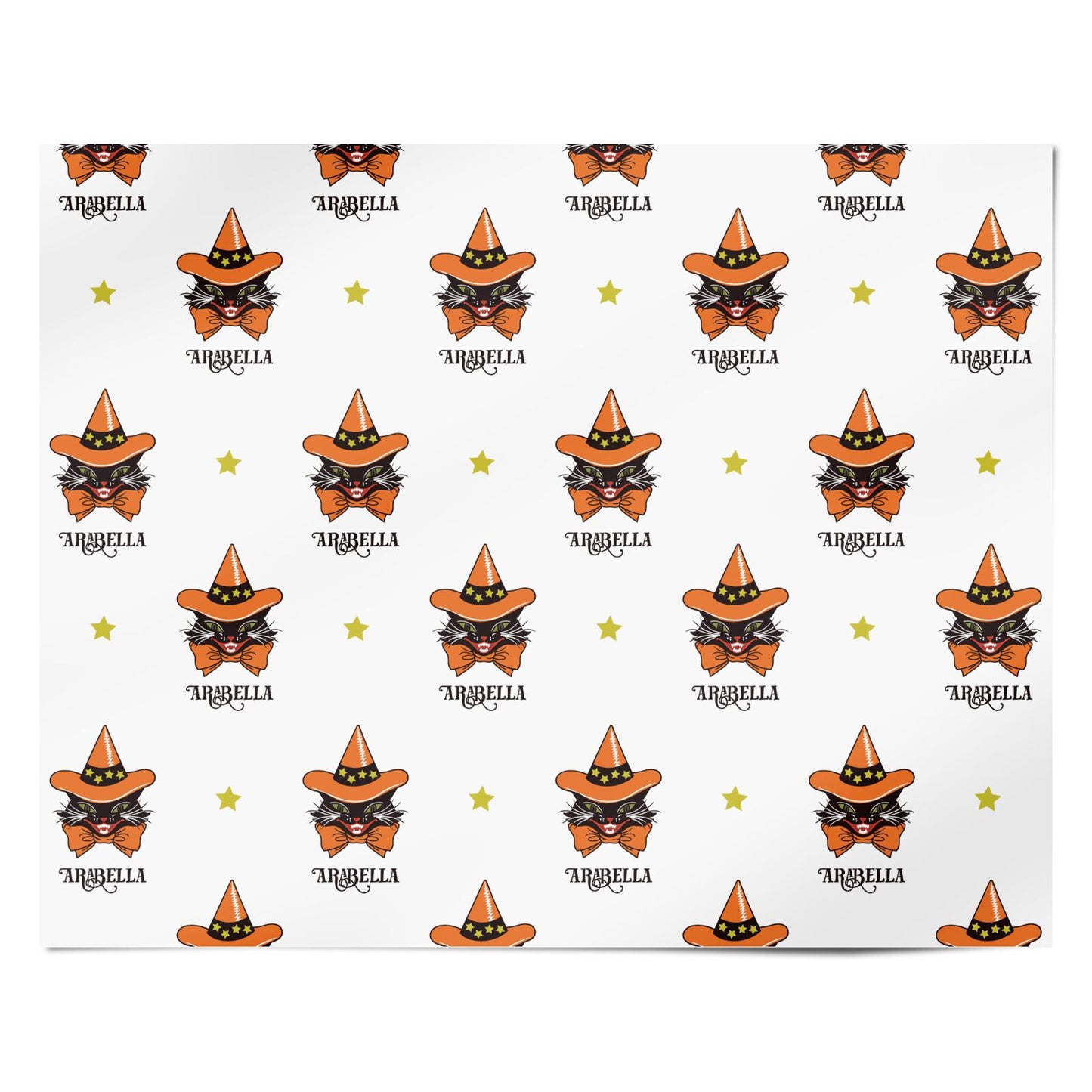 Personalised Halloween Hat Cat Personalised Wrapping Paper Alternative