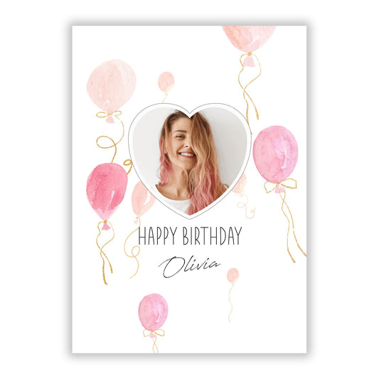 Personalised Happy Birthday Balloons A5 Flat Greetings Card